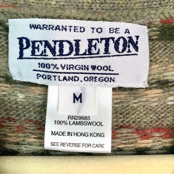 Vintage Pendleton Wool Cardigan Sweater Womens Sz M Button Up Fair Isle Nordic - Picture 6 of 6